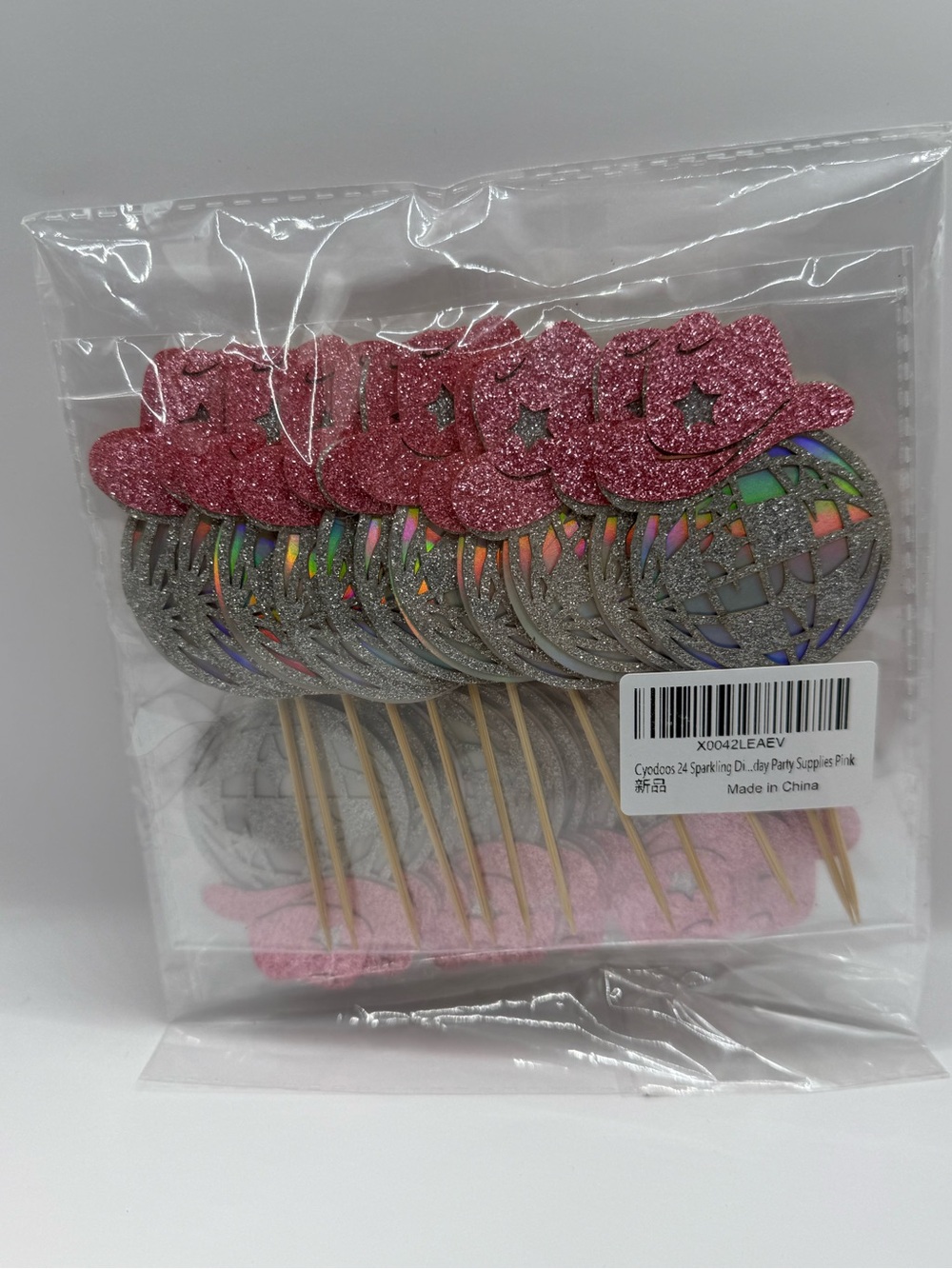 Sparkling Pink Glitter Cowboy Hat Cupcake Picks